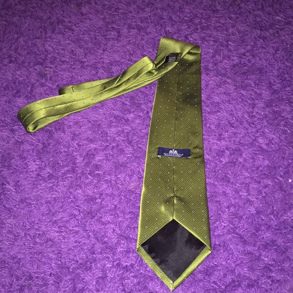 Stafford army green and blue dots tie - Picture 3 of 3
